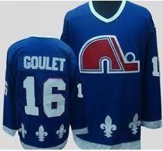 Quebec Nordiques #16 Michel Goulet Námořnictvo Modrý Retro CCM dres – Pánské