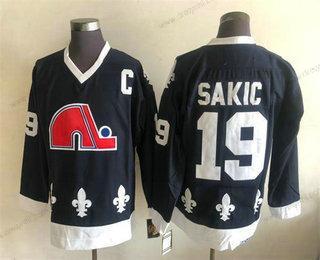 Quebec Nordiques #19 Joe Sakic Černá CCM Retro Sešitý NHL dres – Pánské