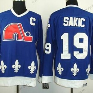 Quebec Nordiques #19 Joe Sakic Námořnictvo Modrý Retro CCM dres – Pánské