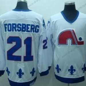 Quebec Nordiques #21 Peter Forsberg Bílý Retro CCM dres – Pánské