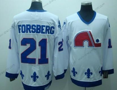 Quebec Nordiques #21 Peter Forsberg Bílý Retro CCM dres – Pánské