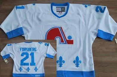 Quebec Nordiques #21 Peter Forsberg Bílý With Modrý Retro CCM dres – Pánské