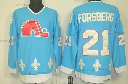 Quebec Nordiques #21 Peter Forsberg Modrý Retro CCM dres – Pánské