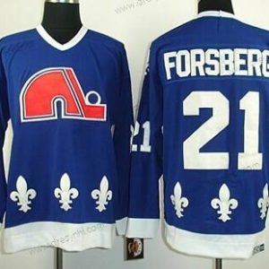 Quebec Nordiques #21 Peter Forsberg Námořnictvo Modrý Retro CCM dres – Pánské