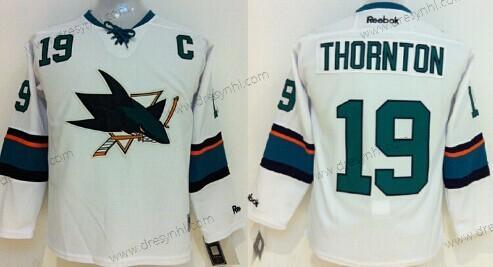 San Jose Sharks #19 Joe Thornton 2014 Bílý dres – Dětské