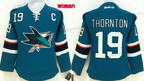 San Jose Sharks #19 Joe Thornton 2014 Modrý dres – Dámské