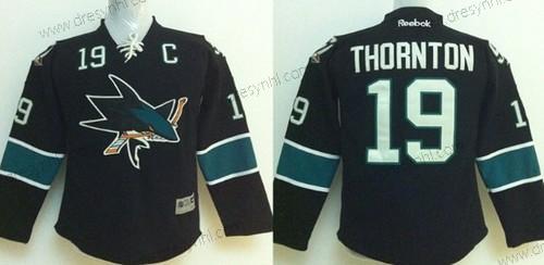 San Jose Sharks #19 Joe Thornton Černá dres – Dětské