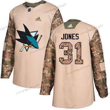 San Jose Sharks #31 Martin Jones Camo Autentické 2017 Veterans Day Sešitý NHL dres – Juniorské