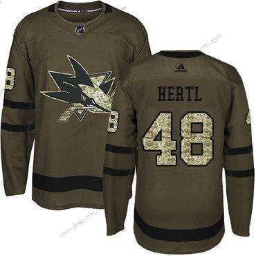 San Jose Sharks #48 Tomas Hertl Zelená Salute to Service Sešitý NHL dres – Juniorské