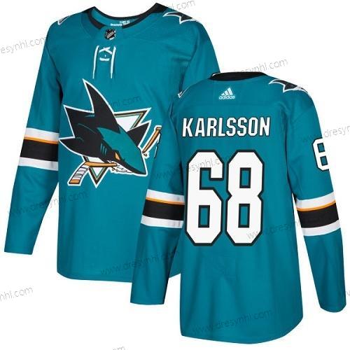 San Jose Sharks #68 Melker Karlsson Modrozelená Domácí dres Autentické Sešitý NHL dres – Juniorské