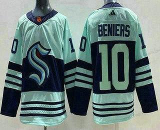 Seattle Kraken #10 Matthew Beniers Zelená 2022 Obrácený Retro Autentické dres – Pánské