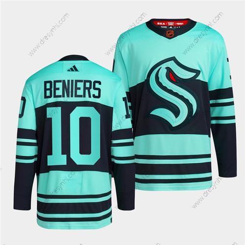 Seattle Kraken #10 Matty Beniers Ice Modrý 2022-23 Obrácený Retro Sešitý dres – Pánské