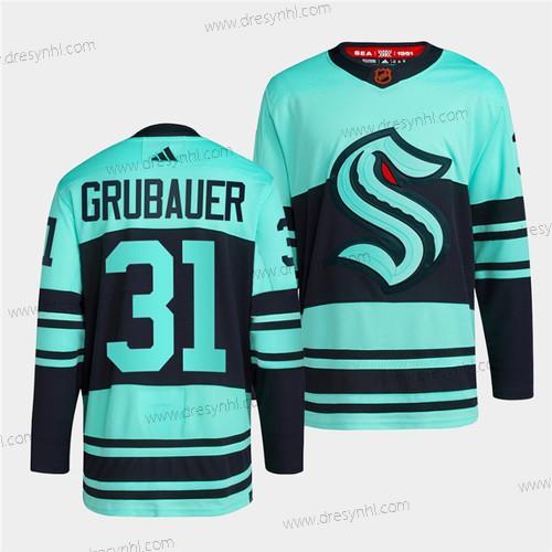 Seattle Kraken #31 Philipp Grubauer Ice Modrý 2022-23 Obrácený Retro Sešitý dres – Pánské