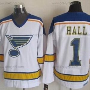 St. Louis Blues #1 Glenn Hall Bílý Retro CCM dres – Pánské