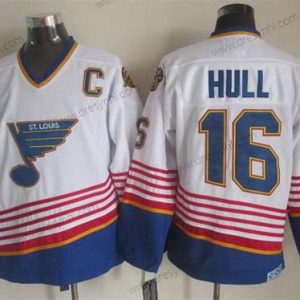 St. Louis Blues #16 Brett Hull 1995 Bílý Retro CCM dres – Pánské