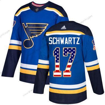 St. Louis Blues #17 Jaden Schwartz Modrý Domácí dres Autentické USA Flag Sešitý NHL dres – Juniorské