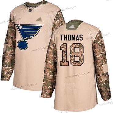 St. Louis Blues #18 Robert Thomas Camo Autentické 2017 Veterans Day Sešitý Hokejový dres – Pánské