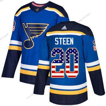 St. Louis Blues #20 Alexander Steen Modrý Domácí dres Autentické USA Flag Sešitý NHL dres – Juniorské