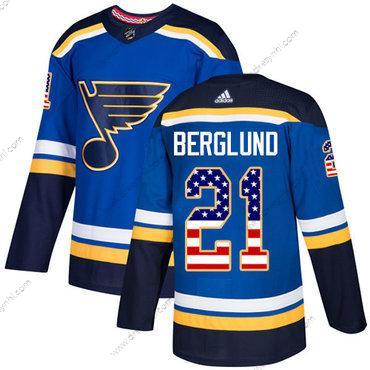 St. Louis Blues #21 Patrik Berglund Modrý Domácí dres Autentické USA Flag Sešitý NHL dres – Juniorské