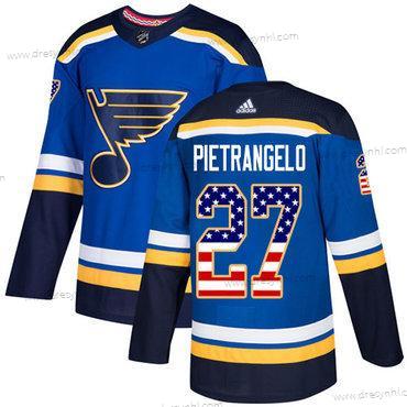 St. Louis Blues #27 Alex Pietrangelo Modrý Domácí dres Autentické USA Flag Sešitý NHL dres – Juniorské