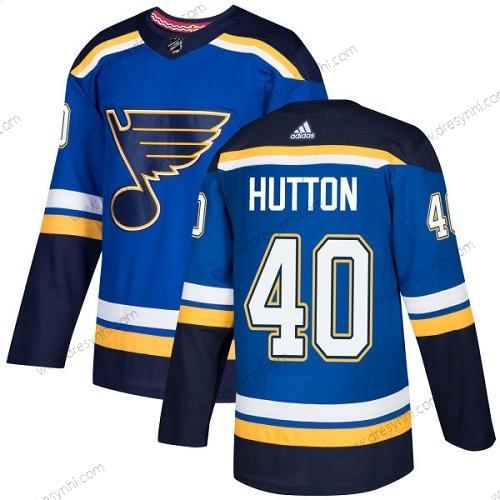 St. Louis Blues #40 Carter Hutton Modrý Domácí dres Autentické Sešitý NHL dres – Juniorské