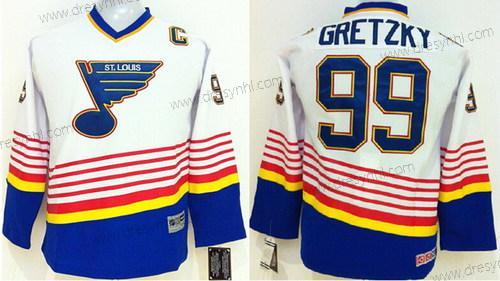 St. Louis Blues #99 Wayne Gretzky Bílý Retro CCM dres – Dětské