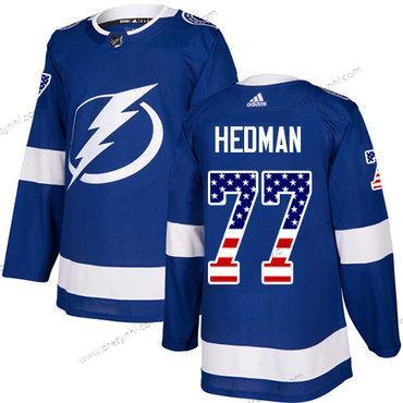 Tampa Bay Lightning #77 Victor Hedman Modrý Domácí dres Autentické USA Flag Sešitý NHL dres – Juniorské