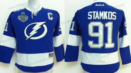 Tampa Bay Lightning #91 Steven Stamkos 2015 Stanley Cup Modrý dres – Juniorské