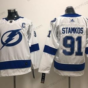 Tampa Bay Lightning #91 Steven Stamkos Bílý Road Autentické Sešitý NHL dres – Juniorské