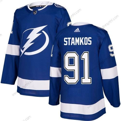 Tampa Bay Lightning #91 Steven Stamkos Modrý Domácí dres Autentické Sešitý NHL dres – Juniorské