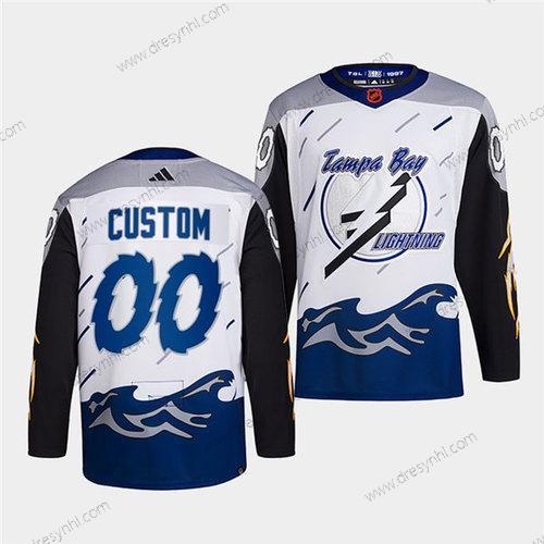 Tampa Bay Lightning Personalizované Bílý 2022 Obrácený Retro Sešitý dres – Pánské