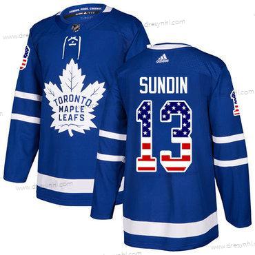 Toronto Maple Leafs #13 Mats Sundin Modrý Domácí dres Autentické USA Flag Sešitý NHL dres – Juniorské