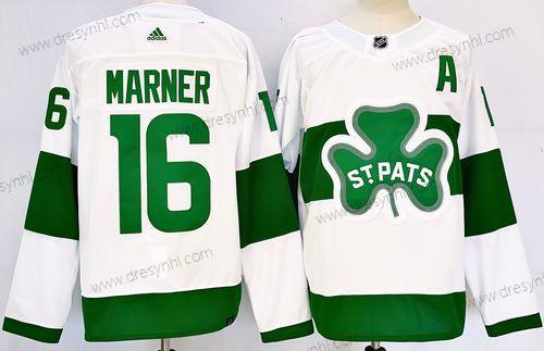 Toronto Maple Leafs #16 Mitch Marner Bílý St Patricks Autentické dres – Pánské