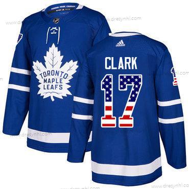 Toronto Maple Leafs #17 Wendel Clark Modrý Domácí dres Autentické USA Flag Sešitý NHL dres – Juniorské