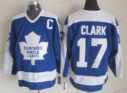 Toronto Maple Leafs #17 Wendel Clark Modrý With Bílý Retro CCM dres – Pánské