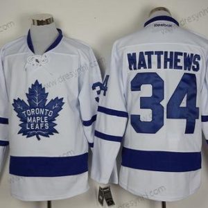 Toronto Maple Leafs #34 Auston Matthews Bílý 2016-17 Hostující dres 100th Výročí Hokejový dres – Pánské