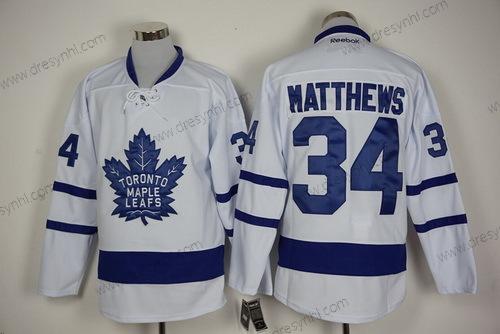 Toronto Maple Leafs #34 Auston Matthews Bílý 2016-17 Hostující dres 100th Výročí Hokejový dres – Pánské