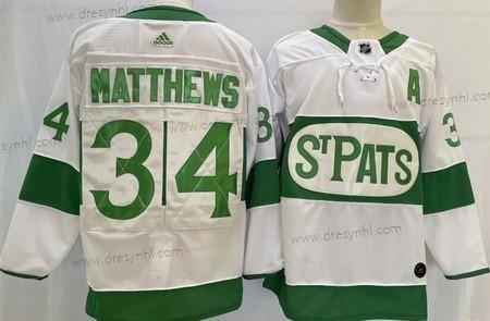 Toronto Maple Leafs #34 Auston Matthews Bílý 2019 St Pats Autentické dres – Pánské