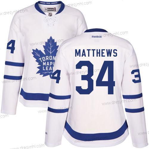 Toronto Maple Leafs #34 Auston Matthews Bílý Hostující dres Sešitý NHL 2016-17 Reebok Hokejový dres – Dámské