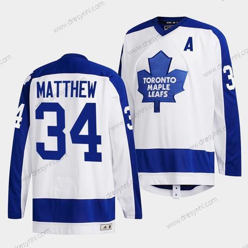 Toronto Maple Leafs #34 Auston Matthews Bílý Klasickýs Primary Logo Sešitý dres – Pánské