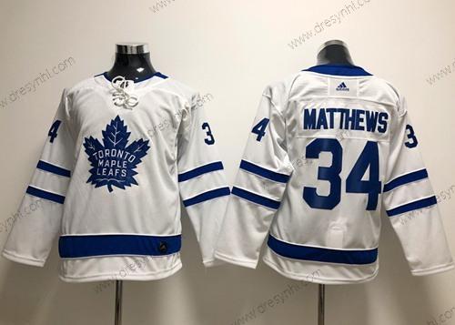 Toronto Maple Leafs #34 Auston Matthews Bílý Road Autentické Sešitý NHL dres – Juniorské