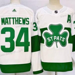 Toronto Maple Leafs #34 Auston Matthews Bílý St Patricks Autentické dres – Pánské