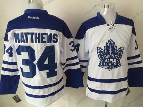 Toronto Maple Leafs #34 Auston Matthews Bílý Třetí dres Sešitý NHL Reebok Hokejový dres – Pánské