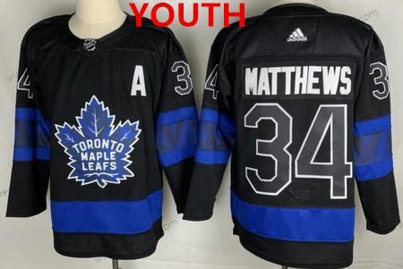 Toronto Maple Leafs #34 Auston Matthews Černá X Drew House Inside Out Sešitý dres – Juniorské