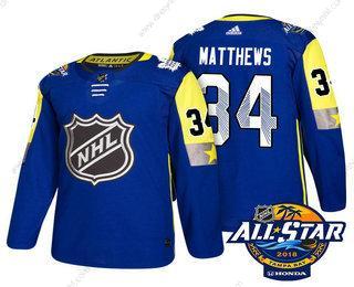 Toronto Maple Leafs #34 Auston Matthews Modrý 2018 NHL All-Star Sešitý Hokejový dres – Pánské