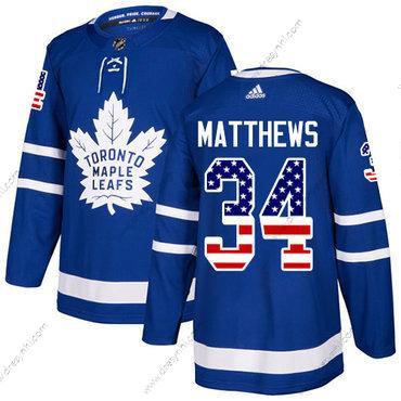 Toronto Maple Leafs #34 Auston Matthews Modrý Domácí dres Autentické USA Flag Sešitý NHL dres – Juniorské