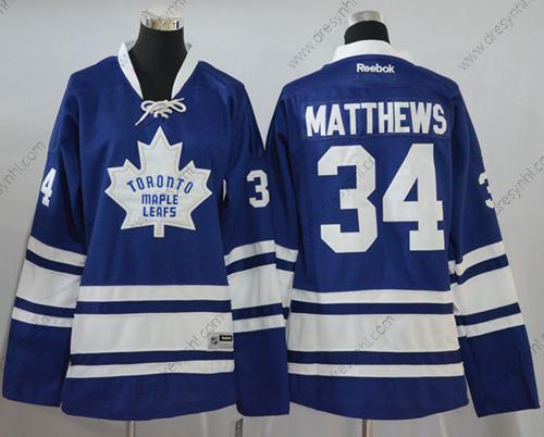 Toronto Maple Leafs #34 Auston Matthews Modrý Třetí dres Sešitý NHL Reebok Hokejový dres – Juniorské