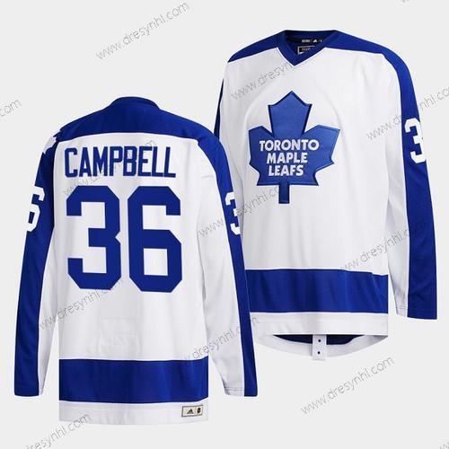 Toronto Maple Leafs #36 Jack Campbell Bílý Klasickýs Primary Logo Sešitý dres – Pánské