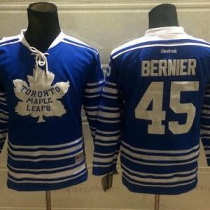 Toronto Maple Leafs #45 Jonathan Bernier 2014 Zimní Klasický Modrý dres – Dětské