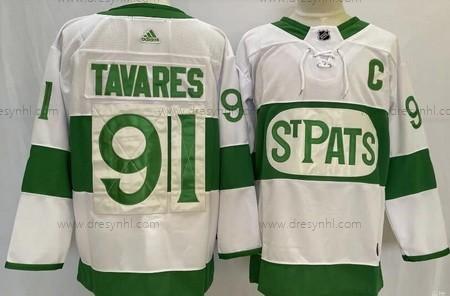 Toronto Maple Leafs #91 John Tavares Bílý 2019 St Pats Autentické dres – Pánské